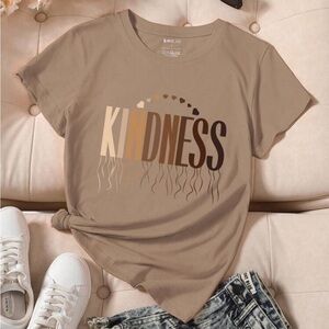SHEIN Brown Kindness Graphic Tee Size Small